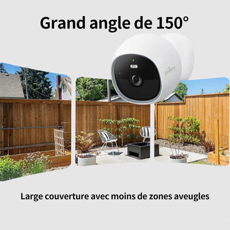 UNIVIEW Youkey S320 Caméra de surveillance magnétique sans fil -2,5 K QHD avec Wi-Fi 6 double bande -150° FOV détection IA personnes et animaux stockage intégré -8 Go vision nocturne
