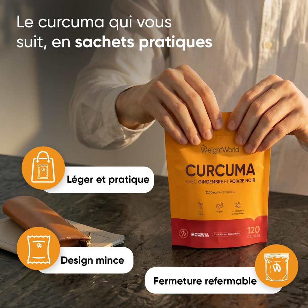 WeightWorld Curcuma avec gingembre et poivre noir 1600 mg 120 gélules