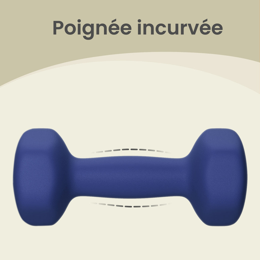 JOYFURNOSPaire d’haltères hexagonaux 2,5 kg, poids à main revêtus de néoprène pour entraînement à domicile, remise en forme et renforcement musculaire, bleu portuaire