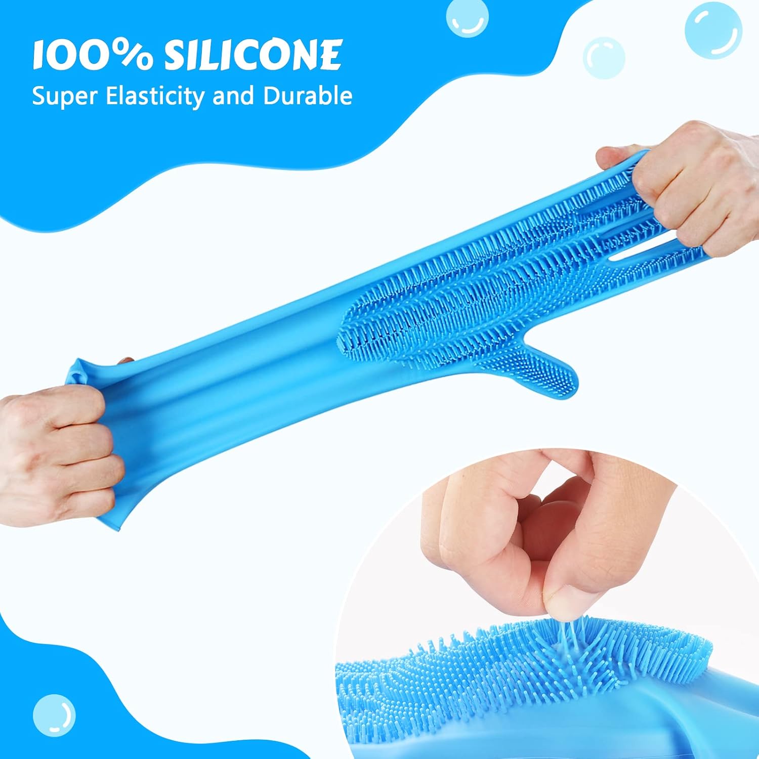 Pecute Gants de toilettage pour animaux, Résistants à la chaleur, Gants de bain et de massage à cinq doigts en silicone pour chiens et chats, Picots haute densité