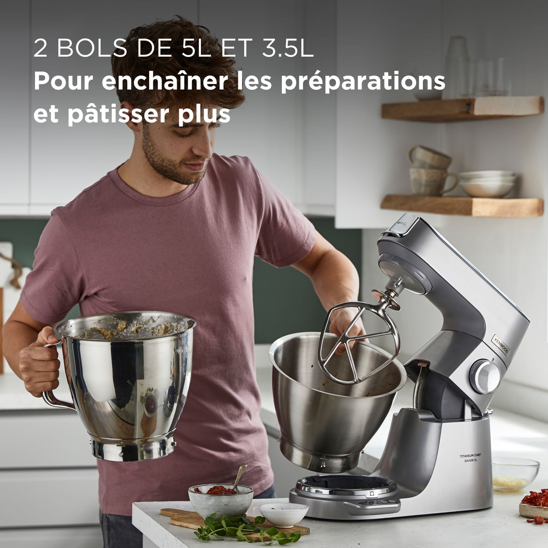 KENWOOD Titanium Chef Baker XL, Robot de Cuisine DuoBowl 1200W, KVL85.004SI, Argent