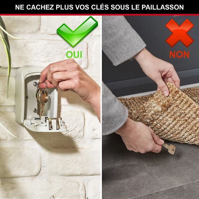 Master Lock Boîte à clés à fixation murale, format moyen 85 x 119 x 36 mm, crème, pour l’extérieur, kit de montage, pour la maison, le bureau, les usines et les véhicules