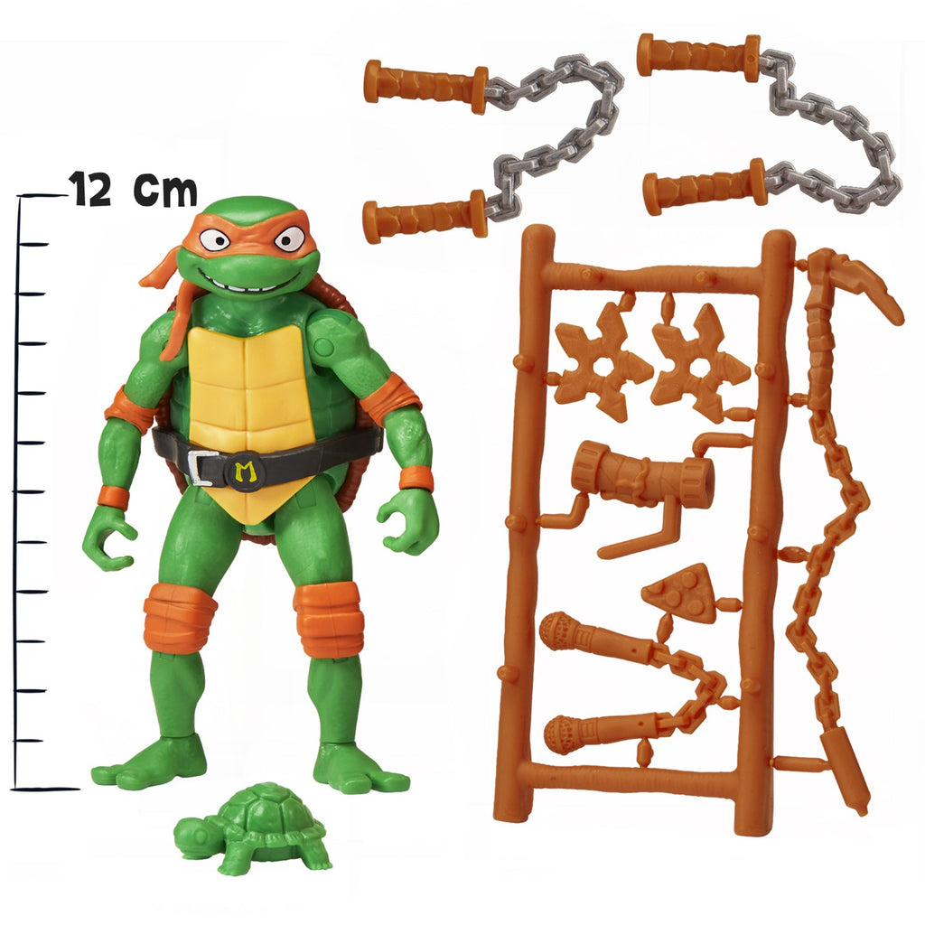 TORTUES NINJA Les Tortues Ninja, Figurine articulée de 11 cm, avec armes, Michelangelo, Jouet pour enfants dès 4 ans, TU8054
