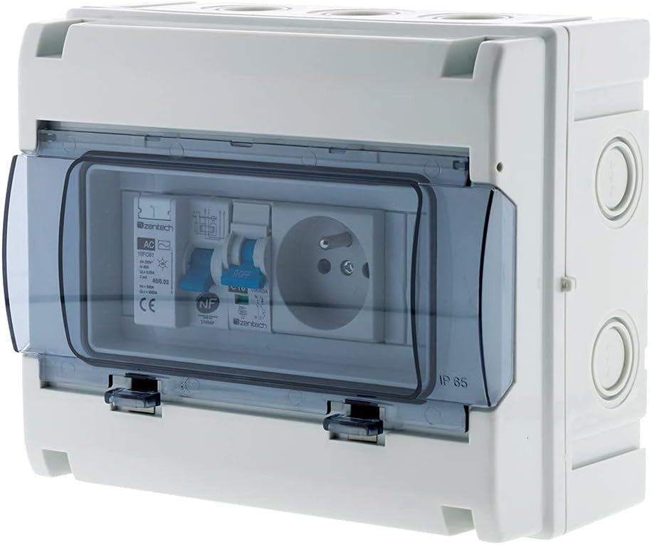 Coffret électrique étanche IP65 8 modules équipé + accessoires - Zenitech