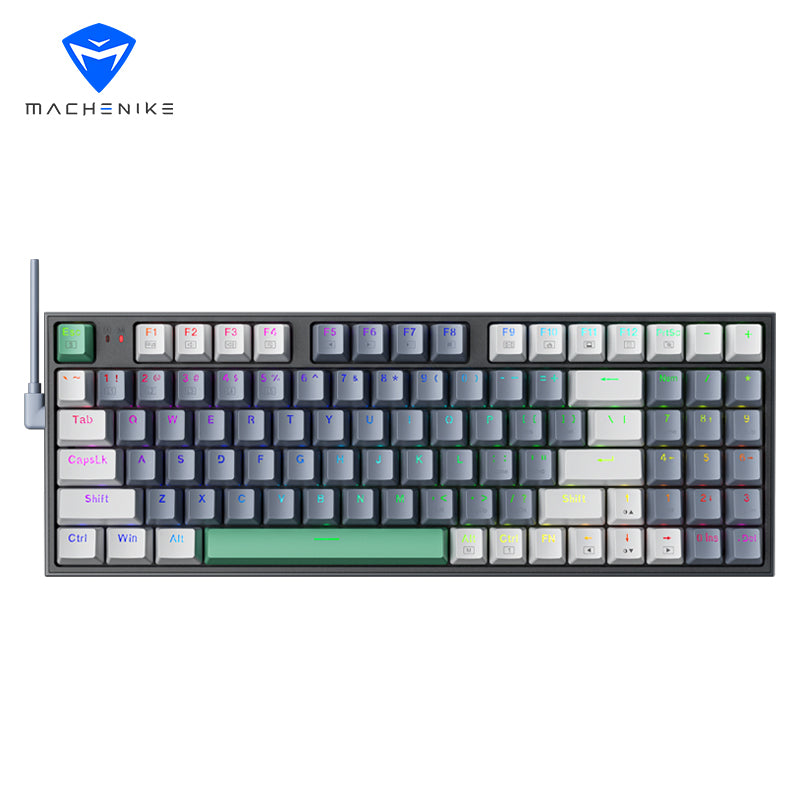 Machenike K500-B94 clavier mécanique filaire 90 %, disposition QWERTY US, switch Brown, RGB, gris