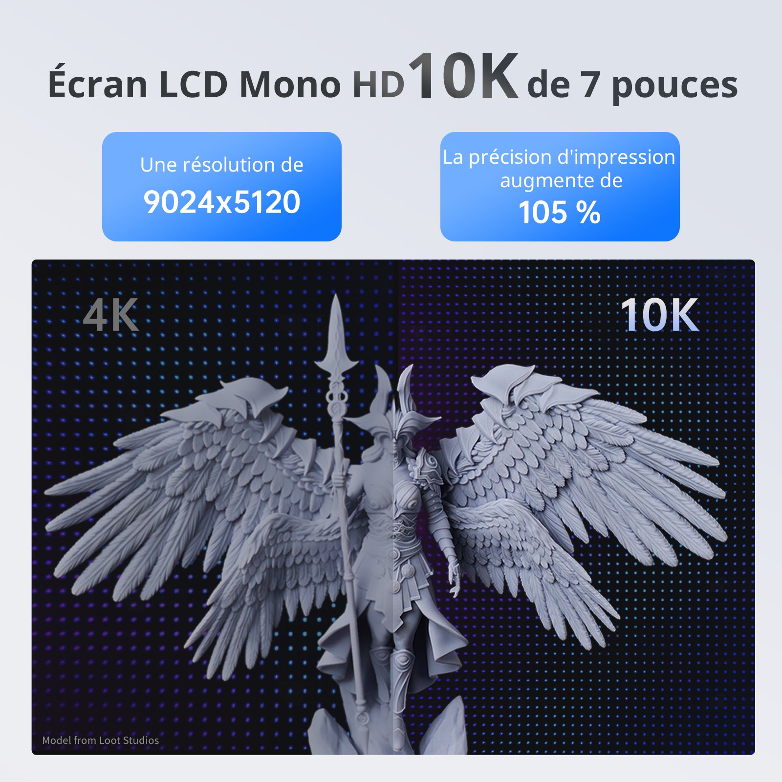 ANYCUBIC JB Version Photon Mono 4 10K Imprimante 3D Résine, écran LCD monochrome 7 pouces, source lumineuse LighTurbo Matrix, impression haute vitesse jusqu'à 70 mm/h