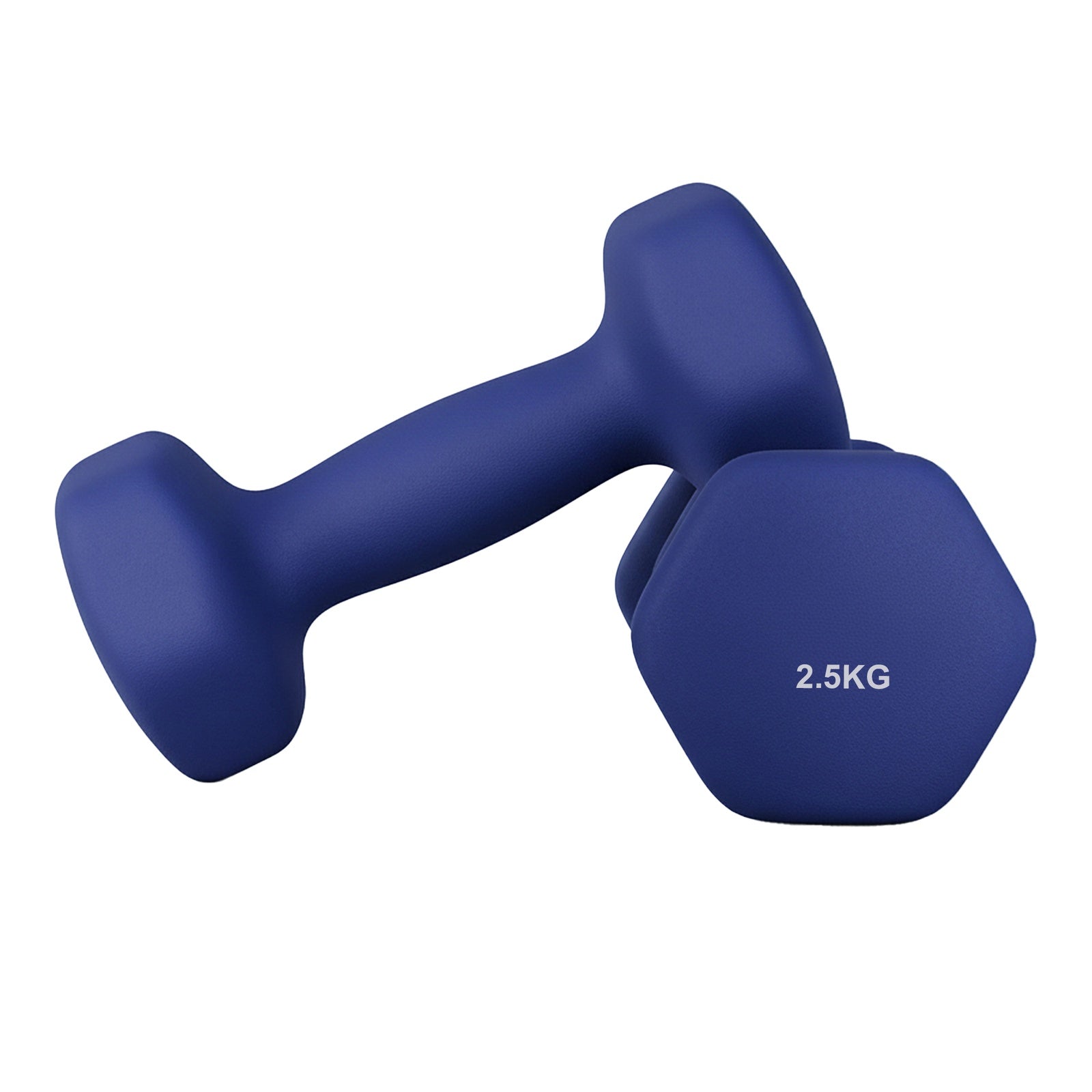JOYFURNOSPaire d’haltères hexagonaux 2,5 kg, poids à main revêtus de néoprène pour entraînement à domicile, remise en forme et renforcement musculaire, bleu portuaire