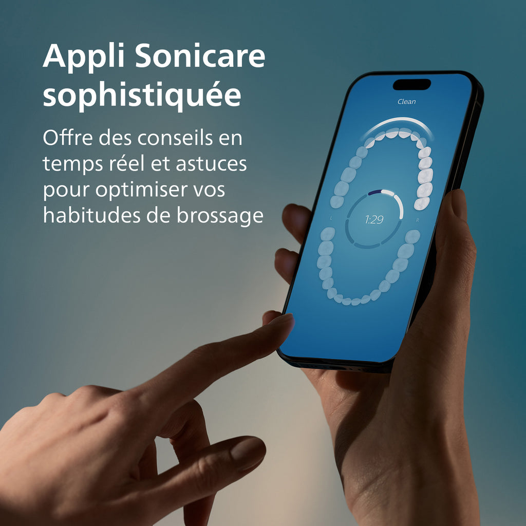 Philips Sonicare DiamondClean 9000 HX9913/18 Brosse à dents électrique avec application, capteur de pression, 4 modes de brossage, 3 niveaux d'intensité, verre de charge, coffret voyage USB - Noir