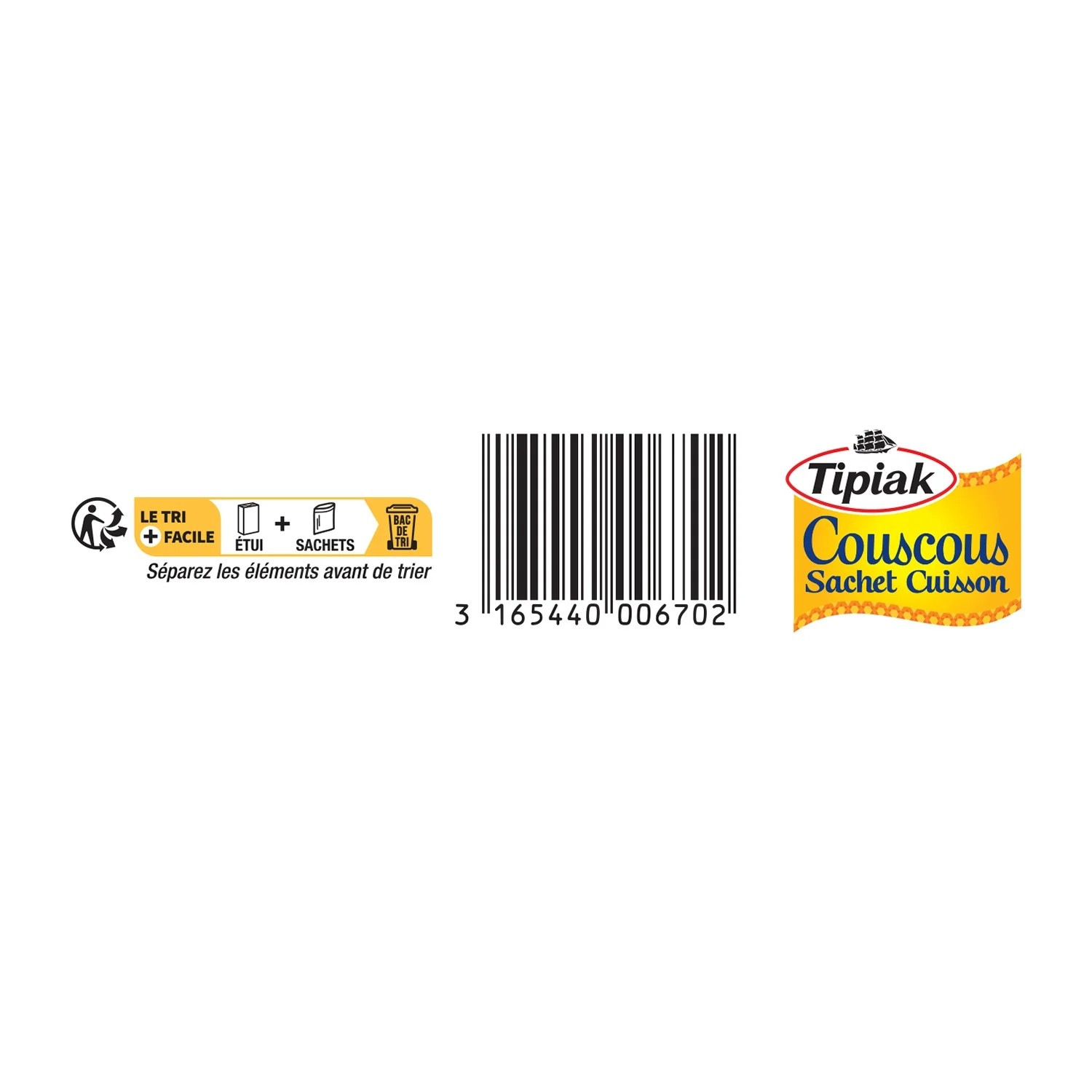 TIPIAK Couscous Sachet Cuisson 5 x 100g