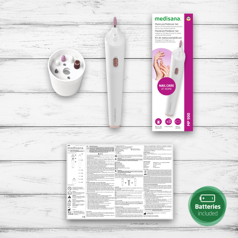 Medisana MP 900 Kit manucure et pédicure sans fil, avec 5 embouts et support