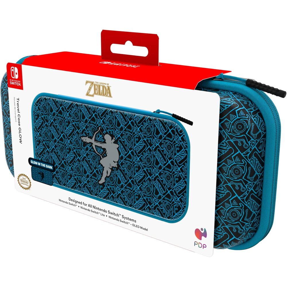 PDP Étui Rigide Travel Case Nintendo Switch, Switch Lite et Switch OLED - Rangement 14 Jeux - Licence Officielle The Legend of Zelda - Design Lumineux - Motif Glow Link