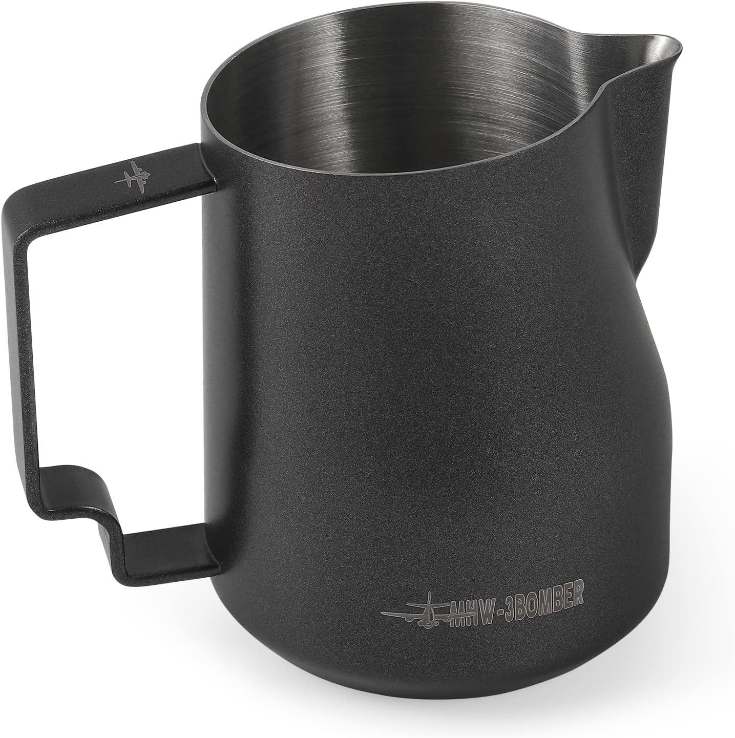 MHW-3BOMBER Pichet à lait 450 ml (15 oz) professionnel, pichet à lait en acier inoxydable de 15 oz pour espresso, mousse de cappuccino avec design de bec en bec de tortue