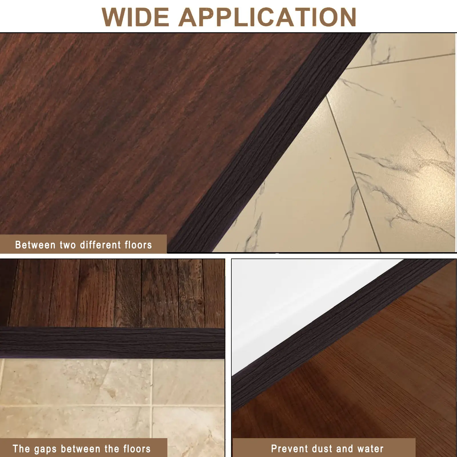 Art3d Bande de transition adhésive en vinyle pour sol, 122 x 4 x 0,3 cm, Grain de bois marron, Cache-joint pour stratifié, carrelage, moquette