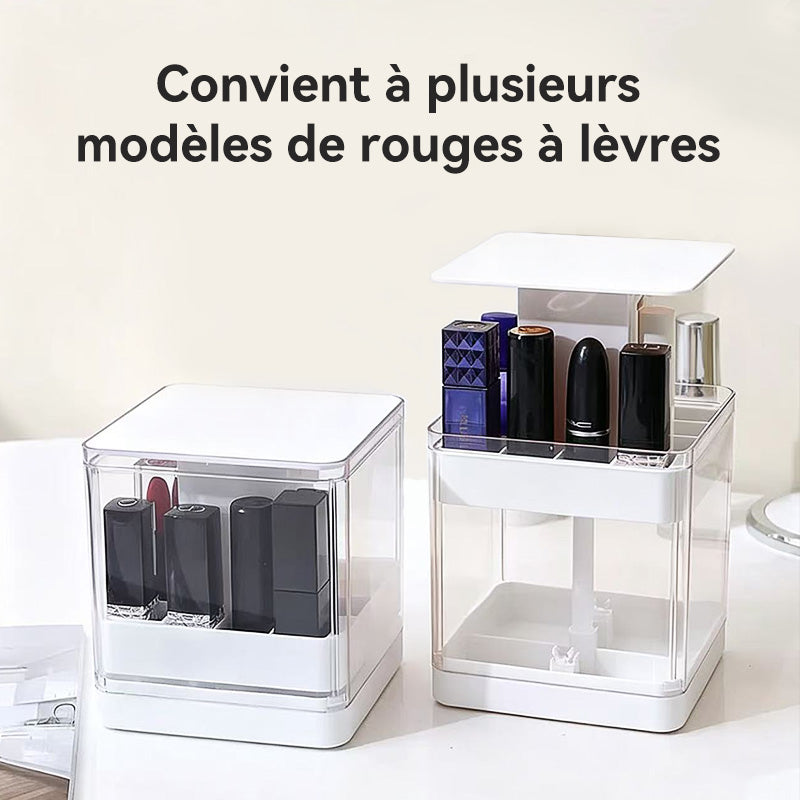 JORDAN&JUDY Plateau de rangement pour rouge à lèvres, organisateur de bureau transparent pour rouges à lèvres et vernis à ongles, blanc