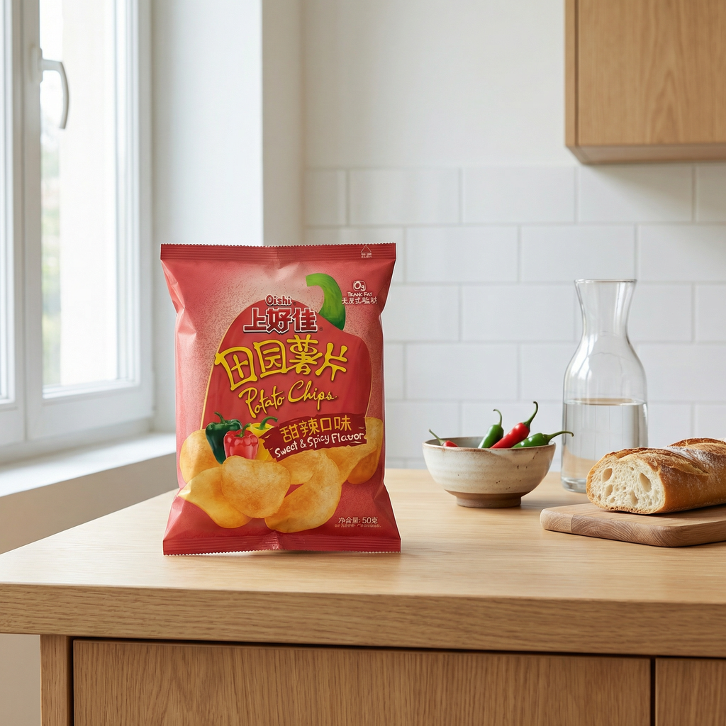 Oishi Chips de pommes de terre saveur sucrée & épicée - 50 g