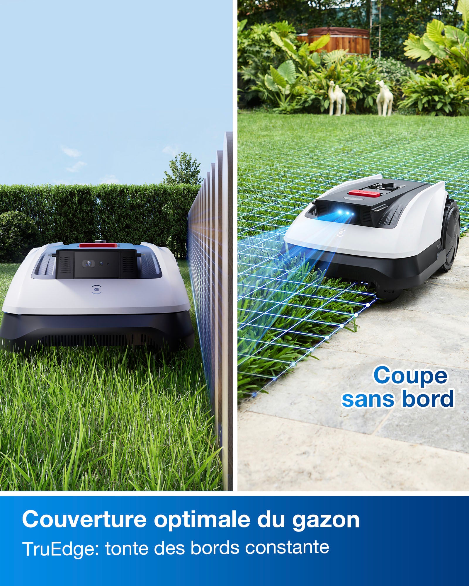 ECOVACS GOAT O800 Kit d'entretien pour robot tondeuse, sans fil, navigation RTK + vision assistée par LiDAR, cartographie automatique, tonte précise des bordures, pour pelouses jusqu'à 800 m²