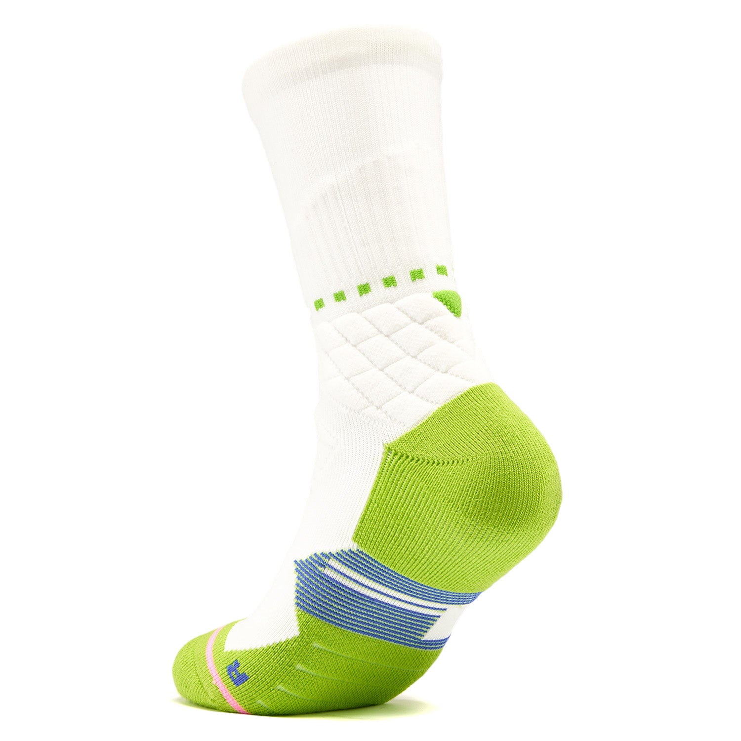 LI-NING Chaussettes mi-longues de basket-ball résistantes, confortables et respirantes blanc/rose vif/vert prairie fluo XL