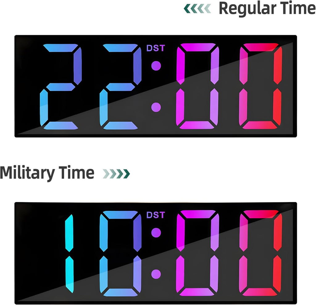 HATITANG PH-05 Horloge murale numérique 12" Noir