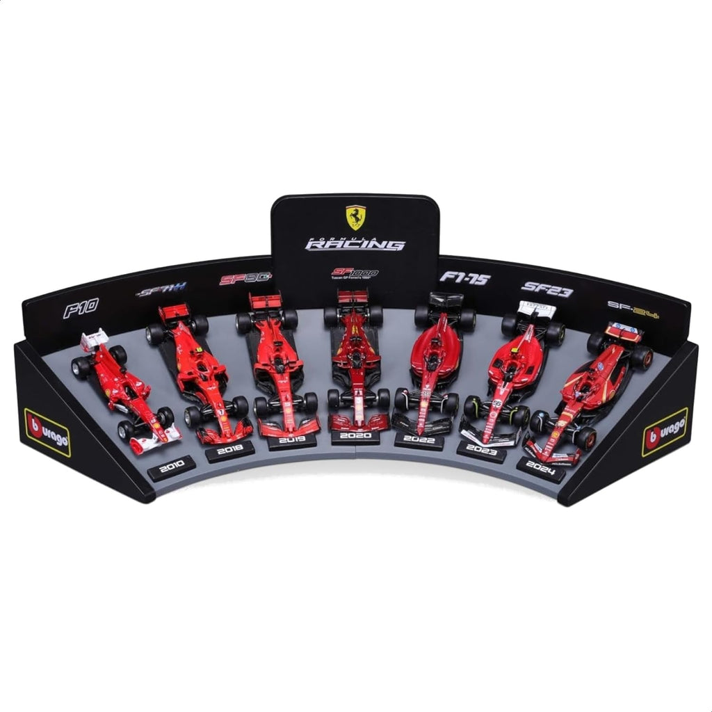 Scuderia Ferrari Échelle 1/43 Pack de 7 Voitures de Formule 1 avec Présentoir