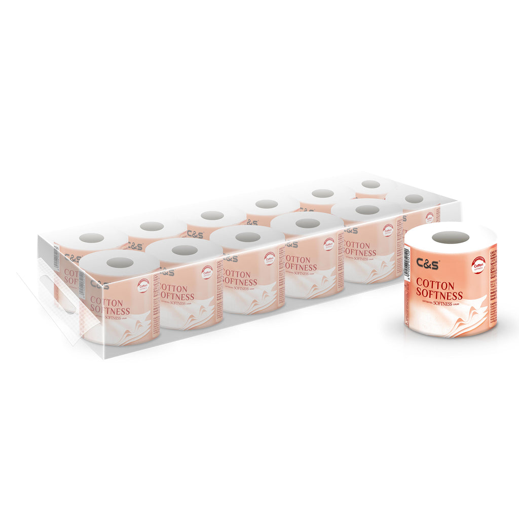 C&S Papier toilette (mandrin gaufré doux), 120 g, 12 rouleaux, doux comme du coton, toucher gaufré