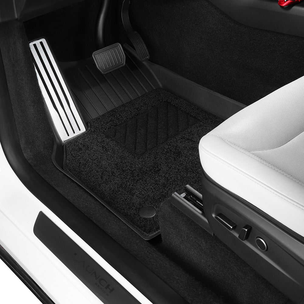 YZ tapis de sol TPE avec zone de pédale métallique pour Tesla Model Y Juniper 2025‑2026 Premium & Performance