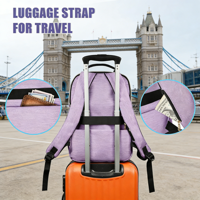 Sac à dos ordinateur portable pour femmes, sac à dos scolaire 15,6 pouces léger pour voyage travail avec port de charge USB, imperméable, antivol