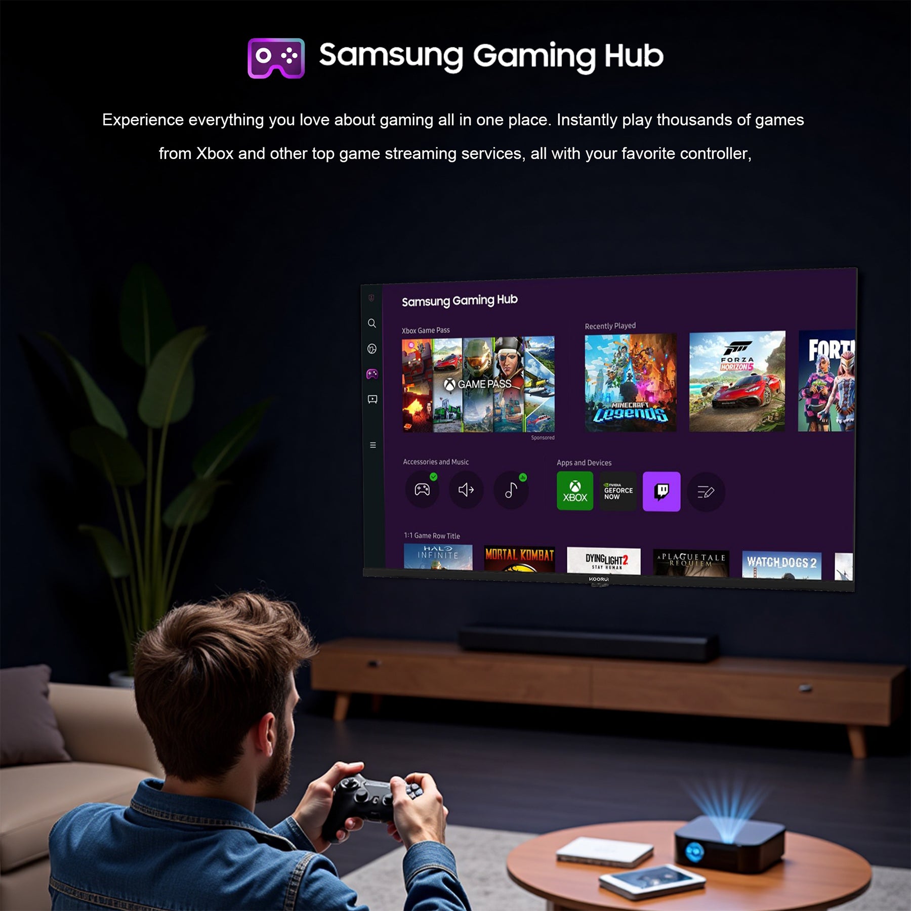 KOORUI K65N3UQ-T8, 65 pouces, 4K QLED, TIZEN TV, Design sans bords, Son dynamique avec Dolby Audio, Finition métallique haut de gamme