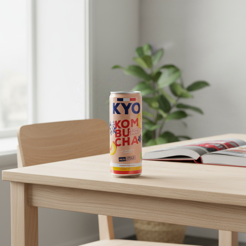 Kyo Kombucha bio pêche et baies de sureau 33 cl