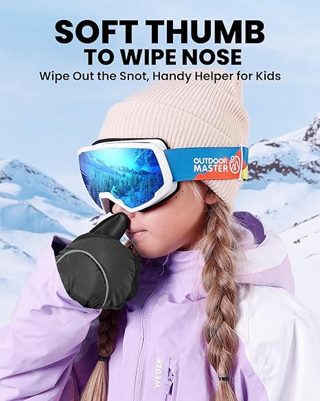 OutdoorMaster Moufles de ski pour enfants noir - Taille L
