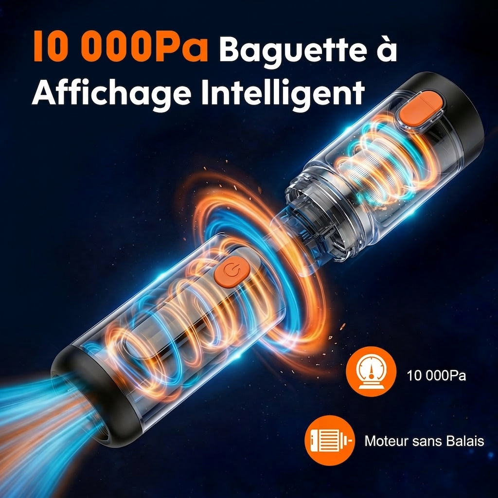Mini aspirateur à main sans fil ATSHARK, petit aspirateur de voiture portable 10000Pa Forte aspiration, double mode, écran LED, charge rapide Type-C, convient aux voitures