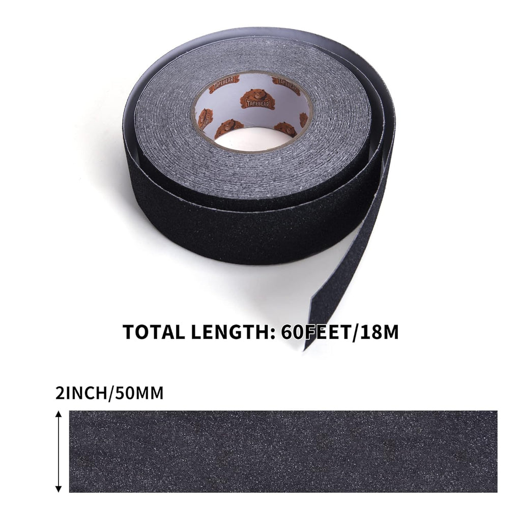 TAPEBEAR Ruban antidérapant à forte adhérence 2 po x 60 pi, ruban de sécurité étanche ultra résistant pour marches, escaliers et girons intérieurs et extérieurs, adhérence forte