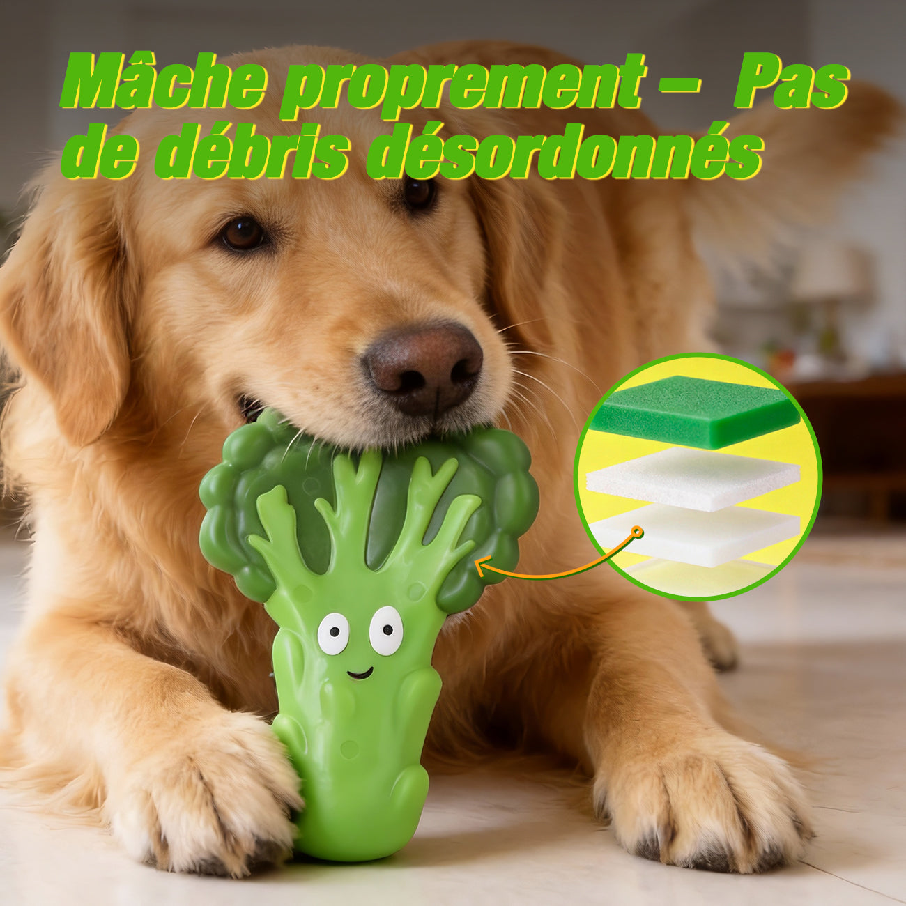 Blinkit Jouet à mâcher pour chien en nylon résistant aux morsures en forme de brocoli, Interaction lancer-attraper anti-stress, Jouet à mâcher pour animal de compagnie NL01057