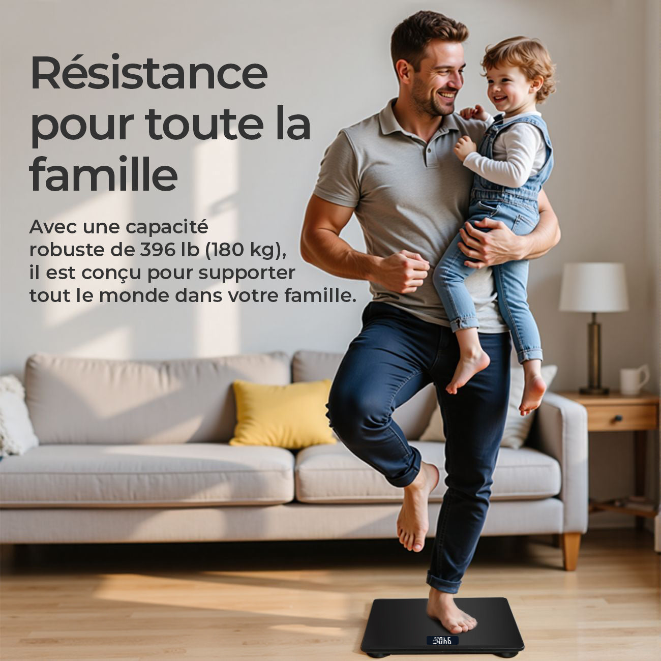 Sparoma AD-26 Pèse-personne électronique avec capacité de 180 kg, haute précision de 0,05 kg, verre trempé de 4 mm et écran LCD, gris-noir - Alimenté par 2 piles AAA (piles non incluses)