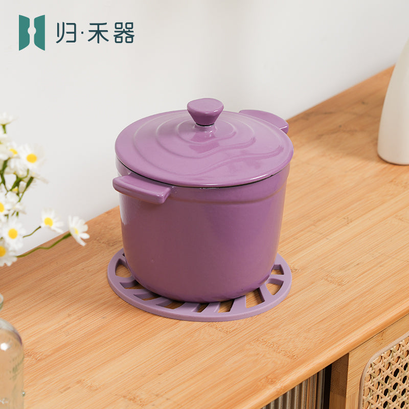 Pot pour aliments pour bébés en fonte émaillée, mini faitout multifonction pour 1 personne pour bouillie et soupe, compatible avec les plaques à induction, hot pot pour 1 personne