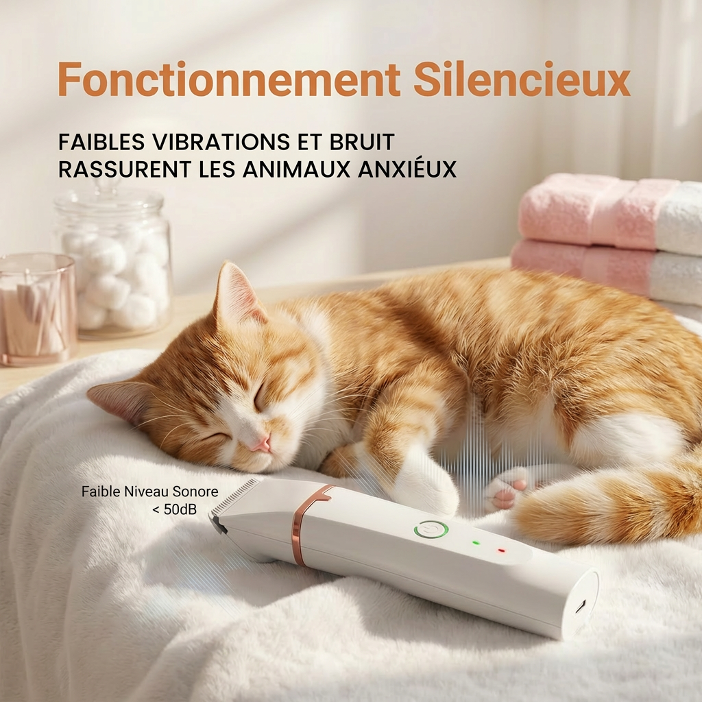 Blinkit Tondeuse électrique silencieuse pour animaux Blanc Mini 4 niveaux Étanche Longue autonomie Tondeuse à poils en céramique ZCC162