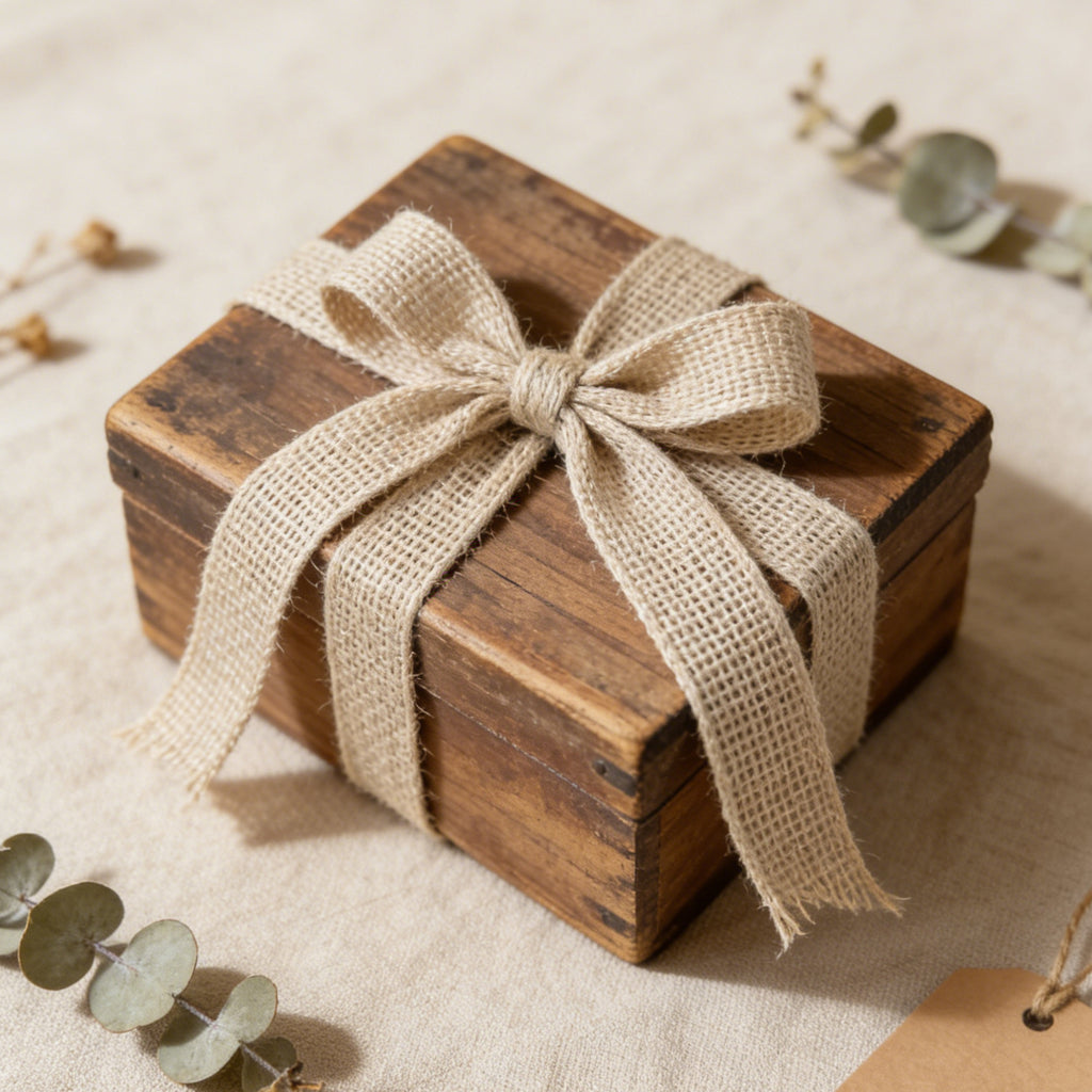 JU7CER Lot de 2 pièces : ruban imitant le jute à bordure en fer de 4 m de long x 4 cm de large pour boucles de Noël artisanales et DIY Ruban décoratif pour fonds de boîtes cadeaux