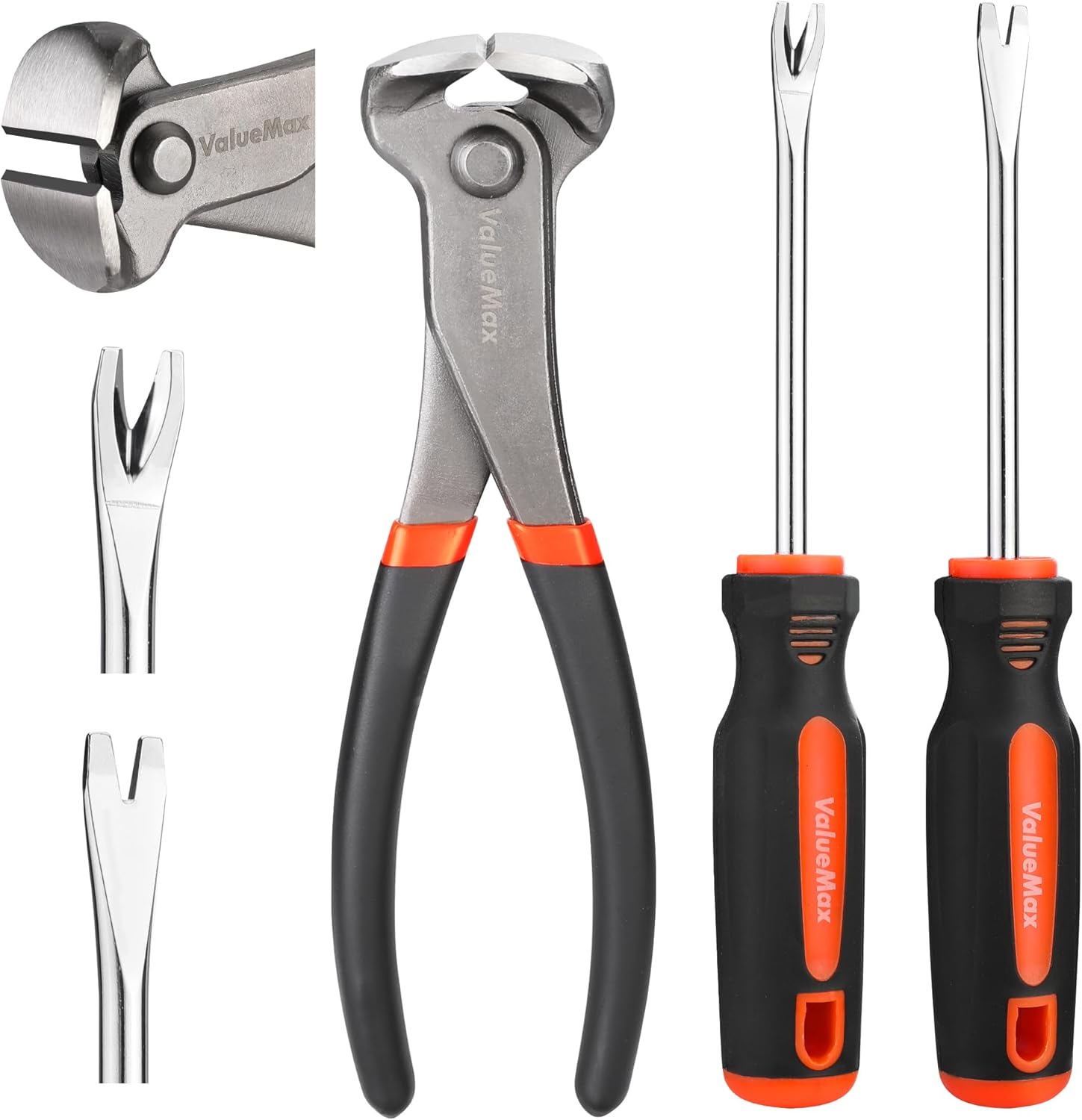 ValueMax Set de pince à couper à bout tranchant et extracteurs de clous magnétisables, 185 mm - 3 pièces