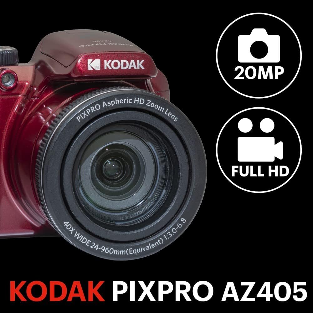 Kodak Appareil photo numérique bridge avec zoom optique 40x (Rouge)