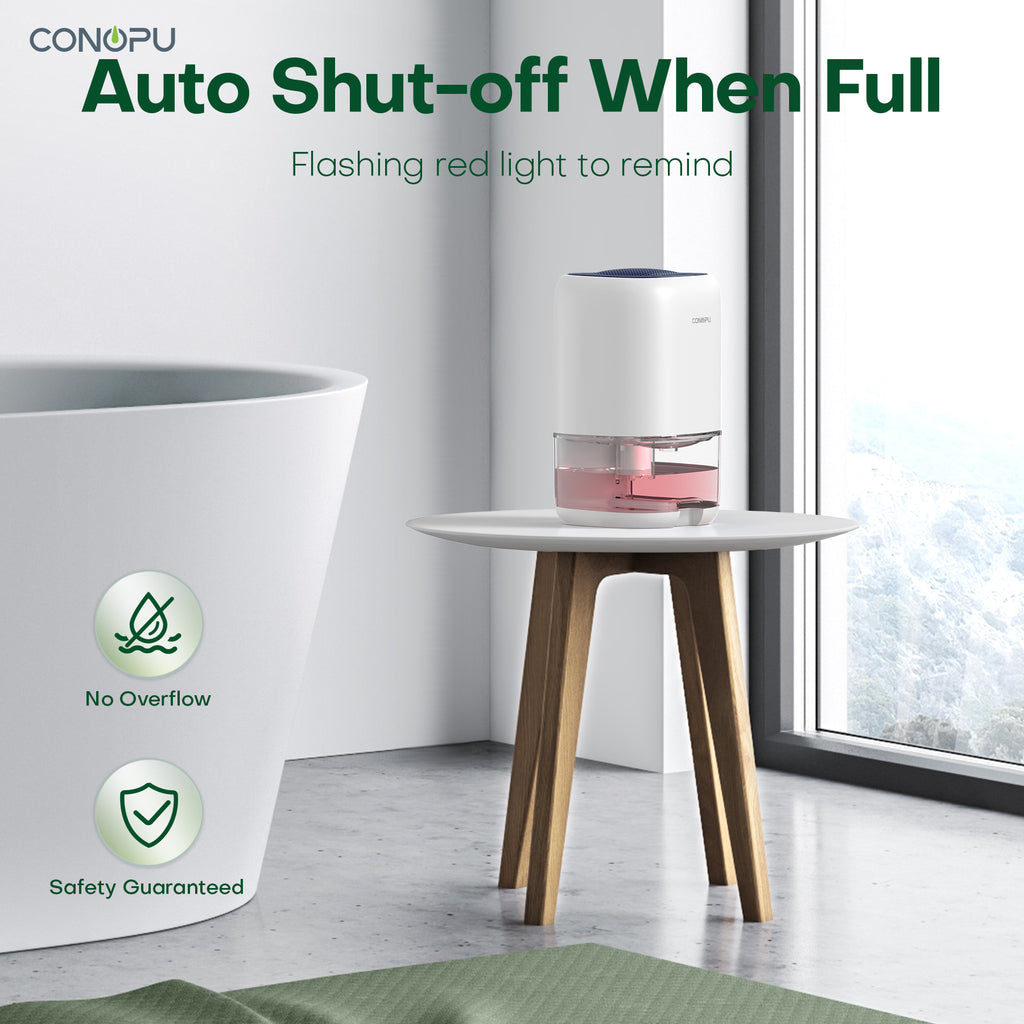 CONOPU Déshumidificateur CS01H, réservoir d'eau de 1000 ml, idéal pour les petits espaces, élimination de l'humidité de 450 ml/jour, ultra silencieux, éclairage ambiant LED 7 couleurs