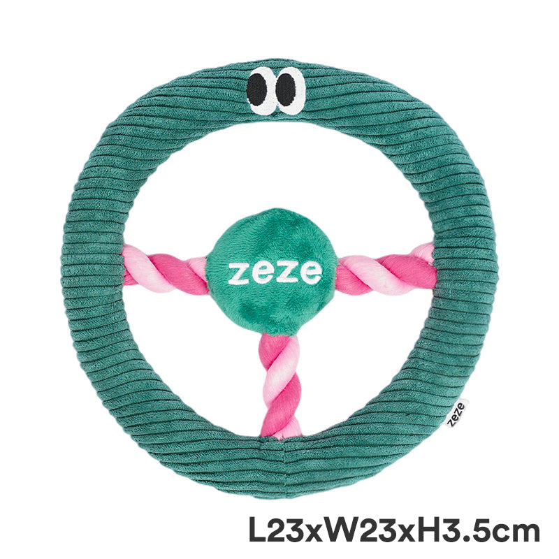 ZEZE Jouet à mâcher avec effets sonores en forme de volant vert foncé pour chiens - 23 x 23 x 3,5 cm
