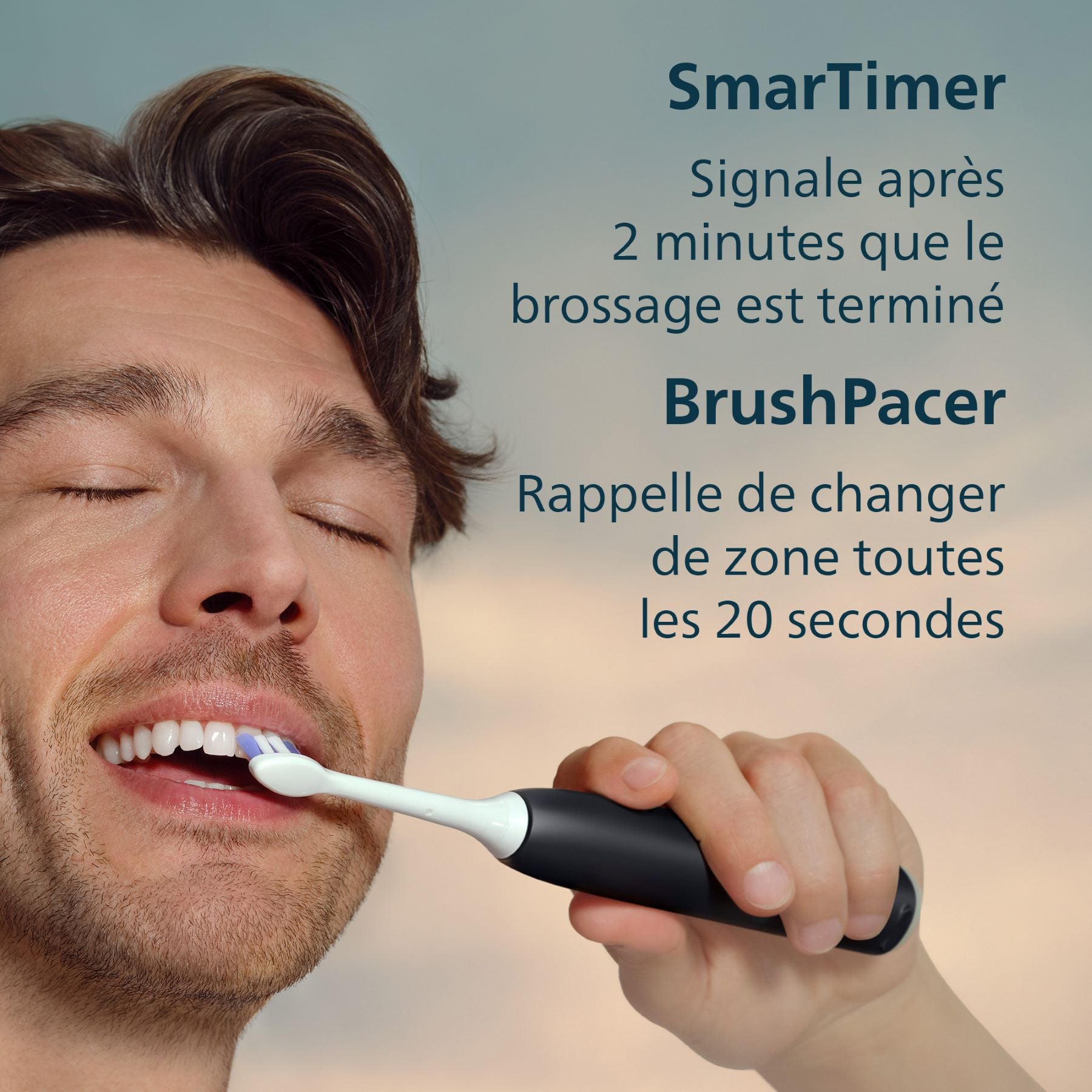 Philips Sonicare Series 6500 HX7419/01 Brosses à dents électriques - pack de 2, technologie sonique nouvelle génération, capteur de pression, 3 modes, 3 intensités - Noir et blanc