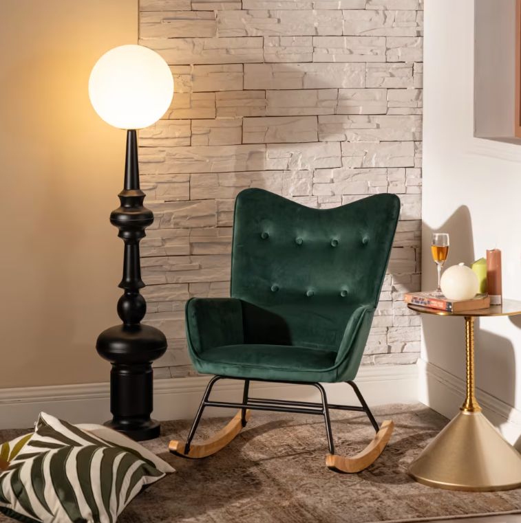 URBAN MEUBLE Fauteuil à Bascule en Velours Vert