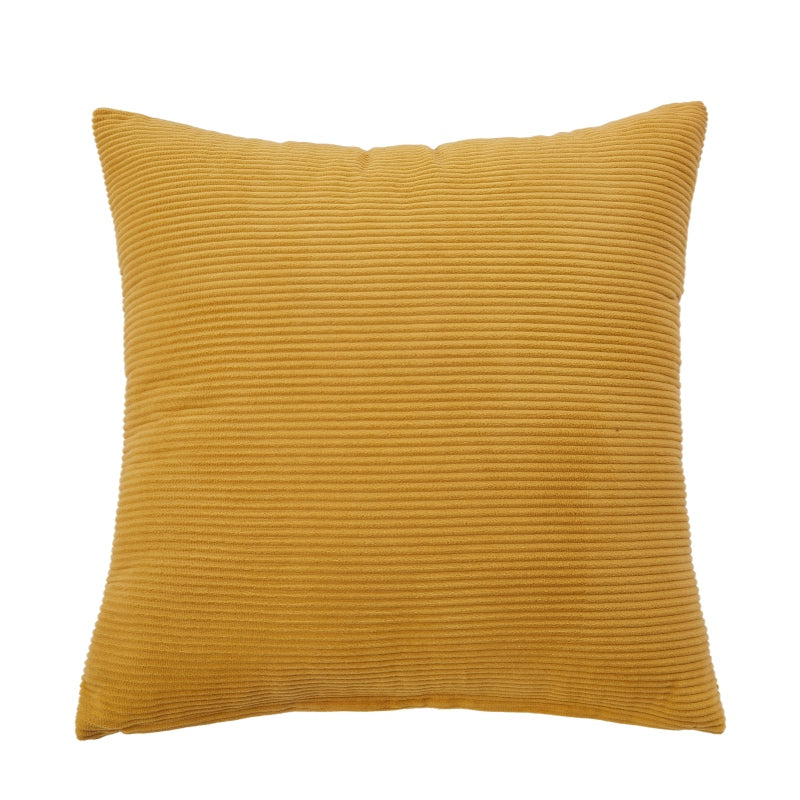MEROPE Housse de coussin en velours côtelé polyester, 50 x 50 cm, Jaune, Lot de 1