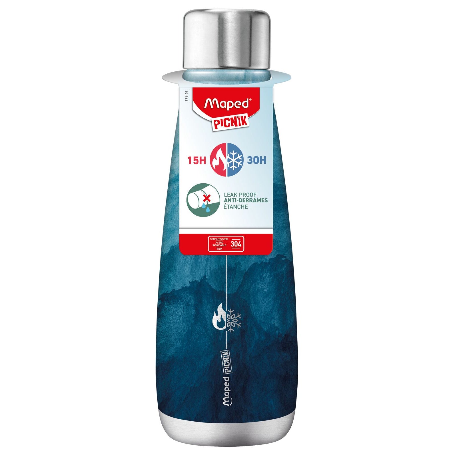 Maped Picnik Bouteille isotherme en acier inoxydable 500 ml bleu