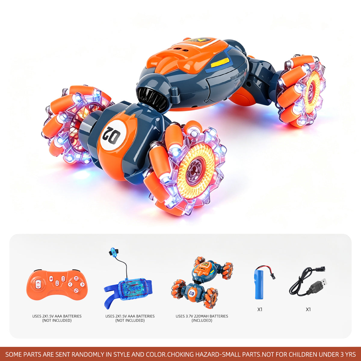 Voiture de Cascade RC à Détection de Gestes – Jouet pour Garçons et Filles de 6 à 12 Ans, Voiture Volant par la Main avec Lumières et Musique