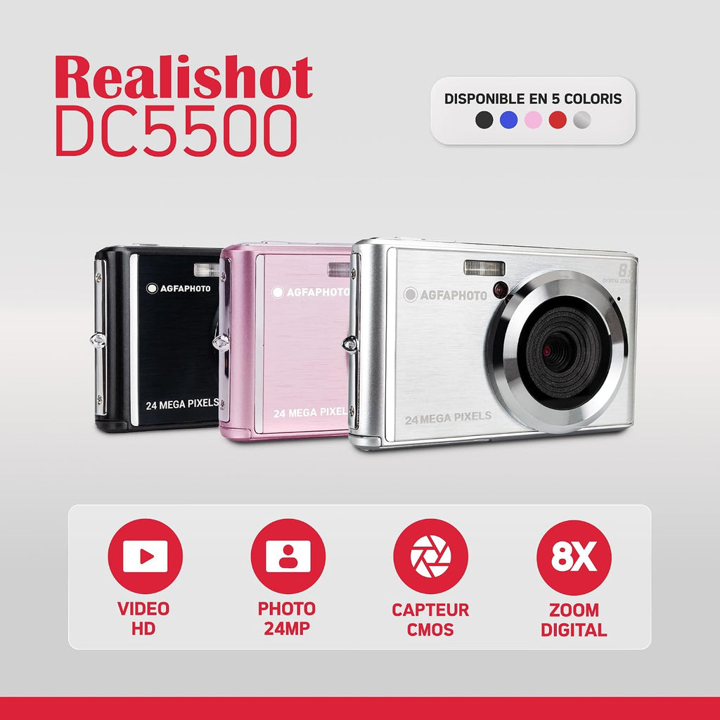 AgfaPhoto Realishot DC5500 Appareil photo numérique 24 MP - Rouge