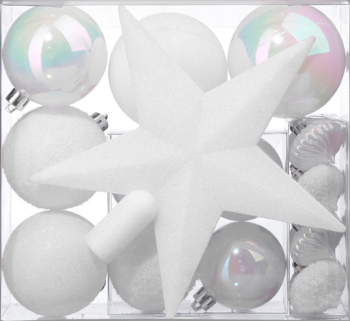 Lot de 18 Boules de Noël Blanches