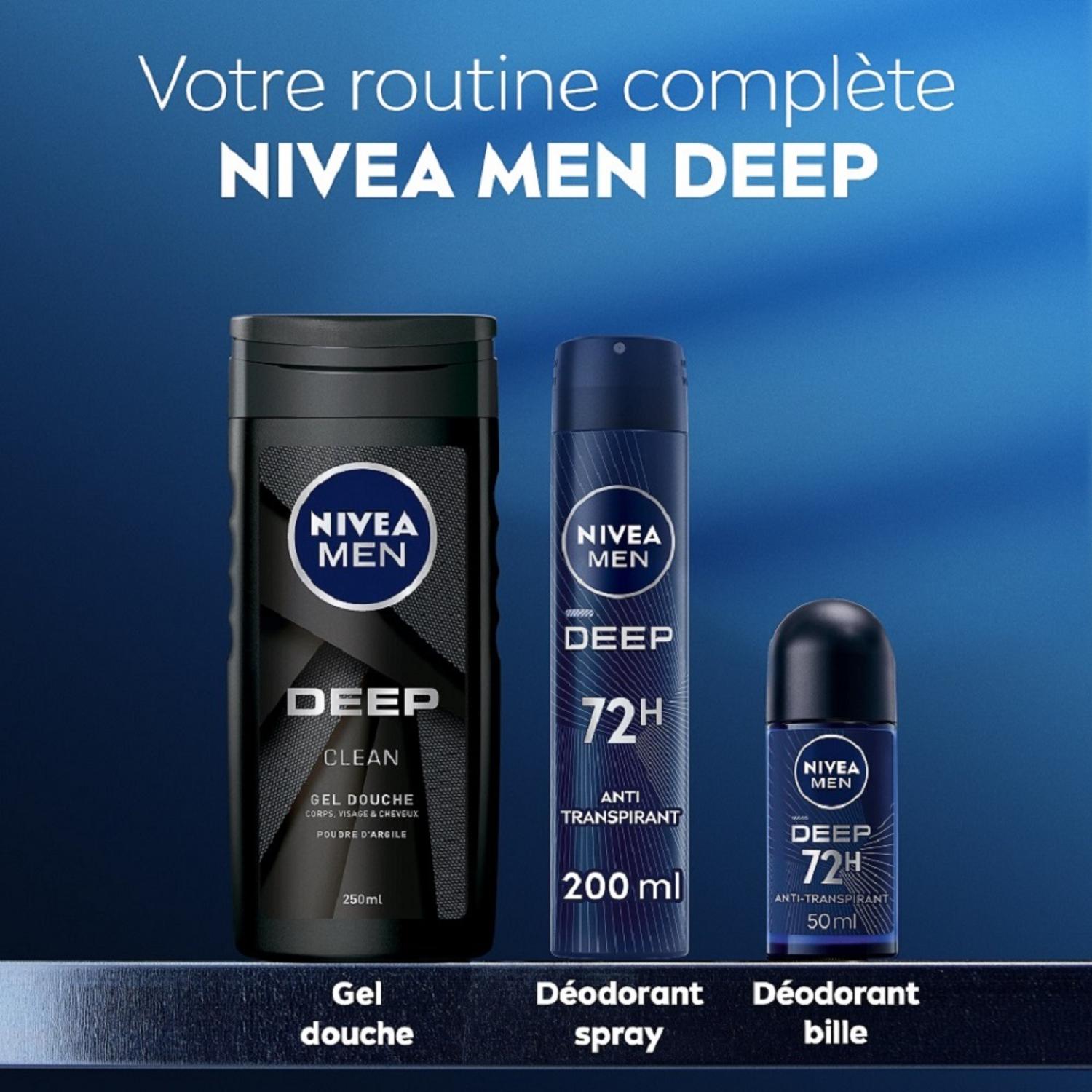 NIVEA MEN Déodorant Aisselles Deep Spray Protection 72h 200 ml