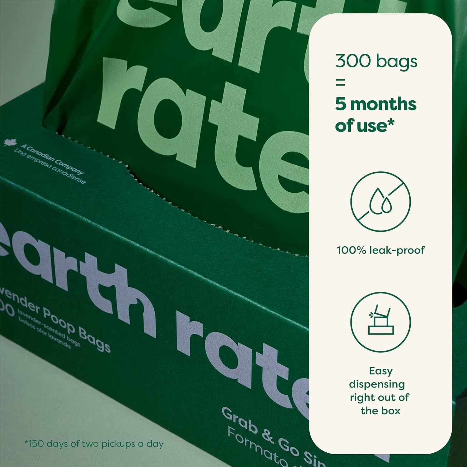 Earth Rated Sacs à déjections canines à l'odeur de lavande - 300 pièces