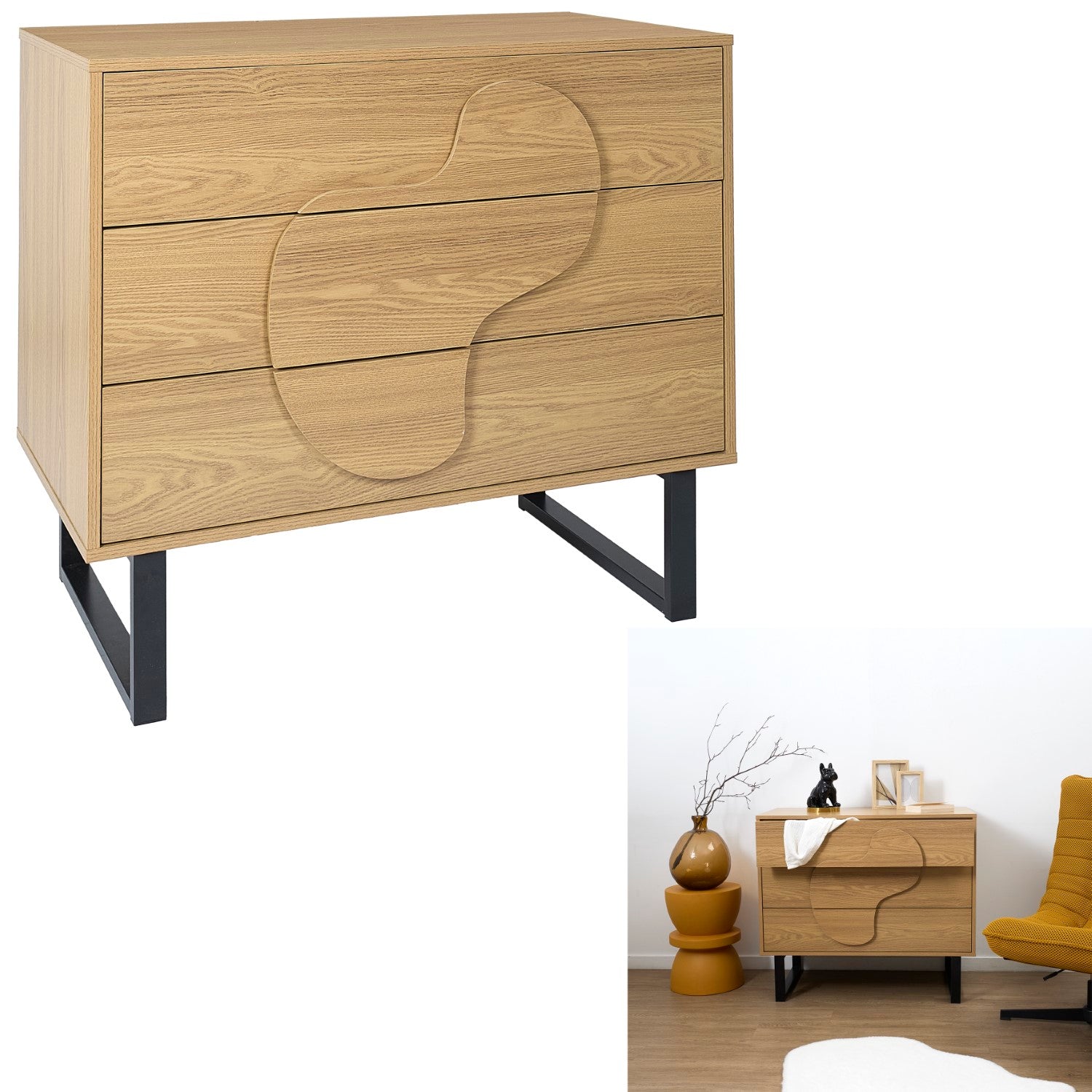 HOME DECO FACTORY Commode Calypso en MDF et métal
